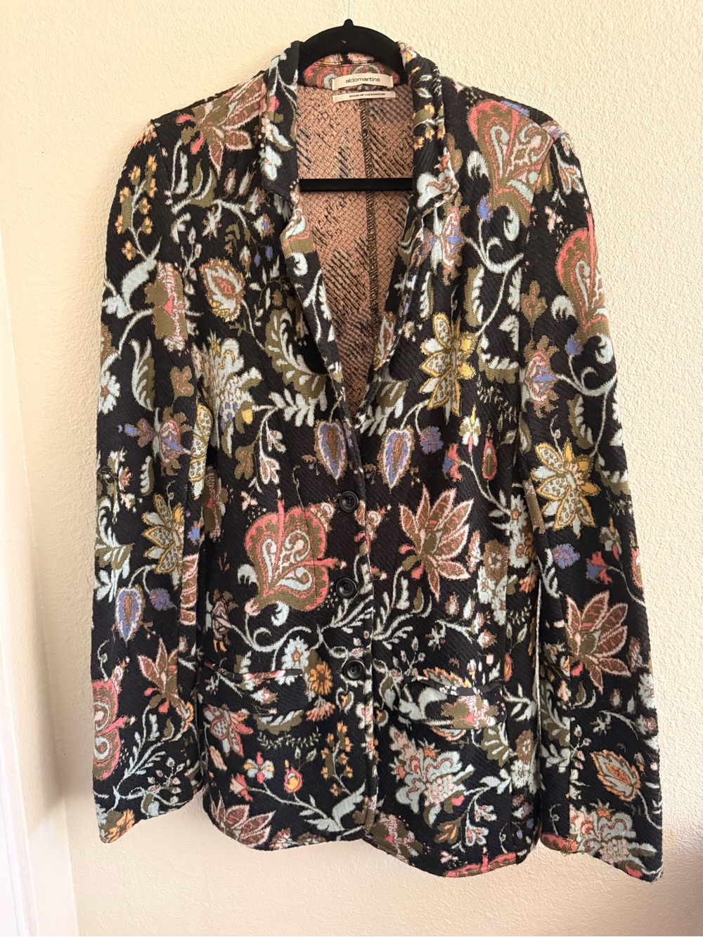 Aldo Martins Black Floral Embroidered Blazer
